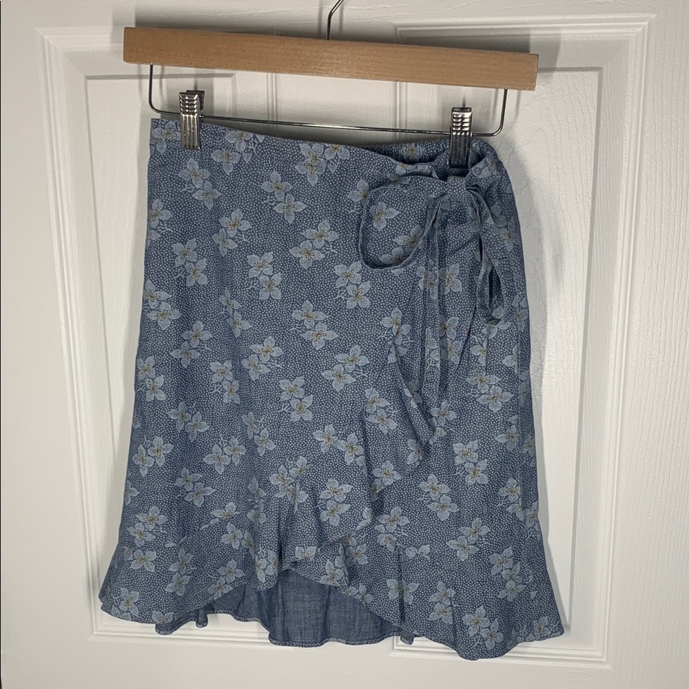 J crew Mercantile NWT 100% cotton floral faux wrap skirt size XXS